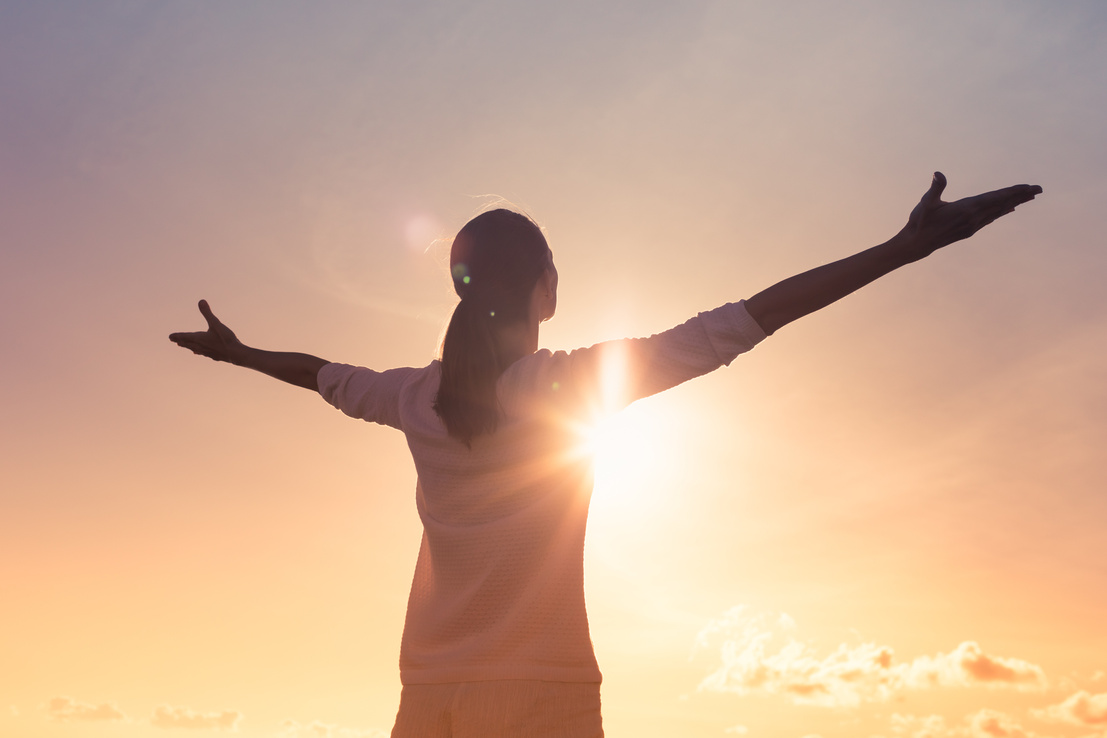 Woman feeling full of positive energy.